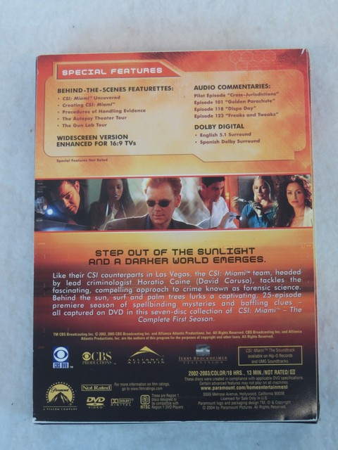 CSI: MIAMI THE COMPLETE FIRST SEASON ON DVD 7 DVDS Box Set