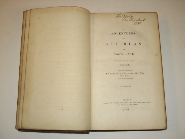 Malkin ADVENTURES OF GIL BLAS OF SANTILLANE 3 Vols 1809  